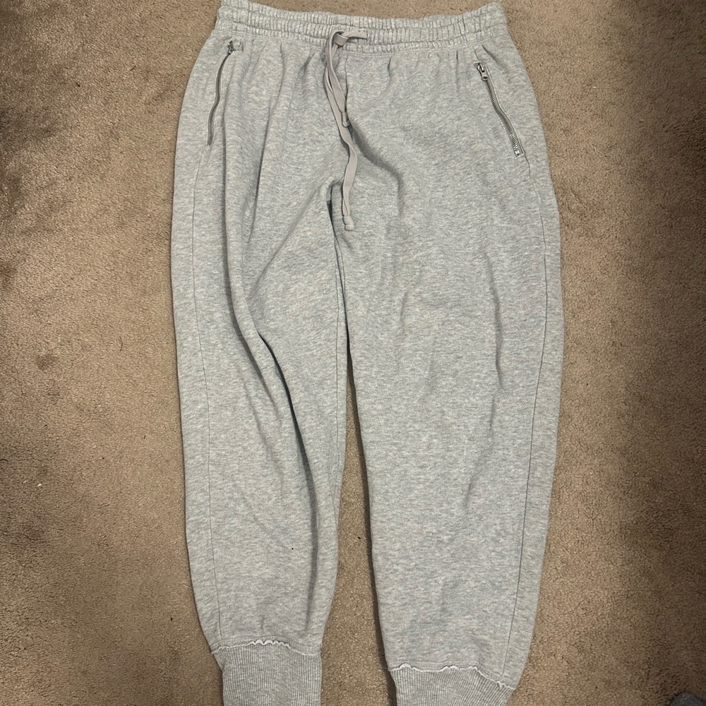 aerie Men’s Light Gray Zipper Jogger Sweatpants